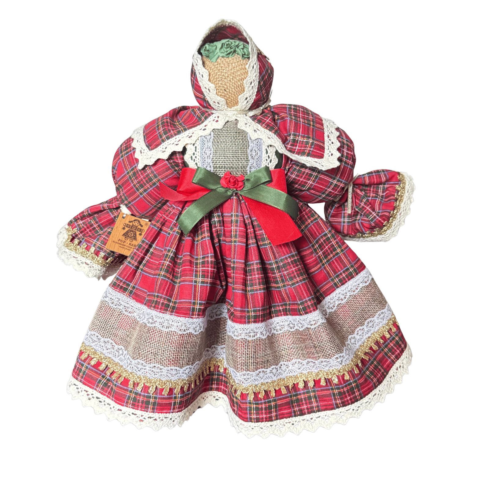 Red Tartan Folk Doll